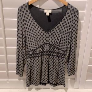 LOFT | funky dot empire waist top | S